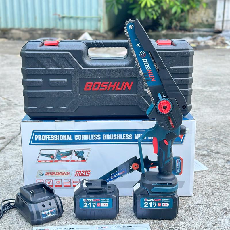 Máy Cưa Xich Chạy Pin BOSHUN Lam Xích 8 inch Động Cơ Không Chổi Than Bảo Hành  6 Tháng