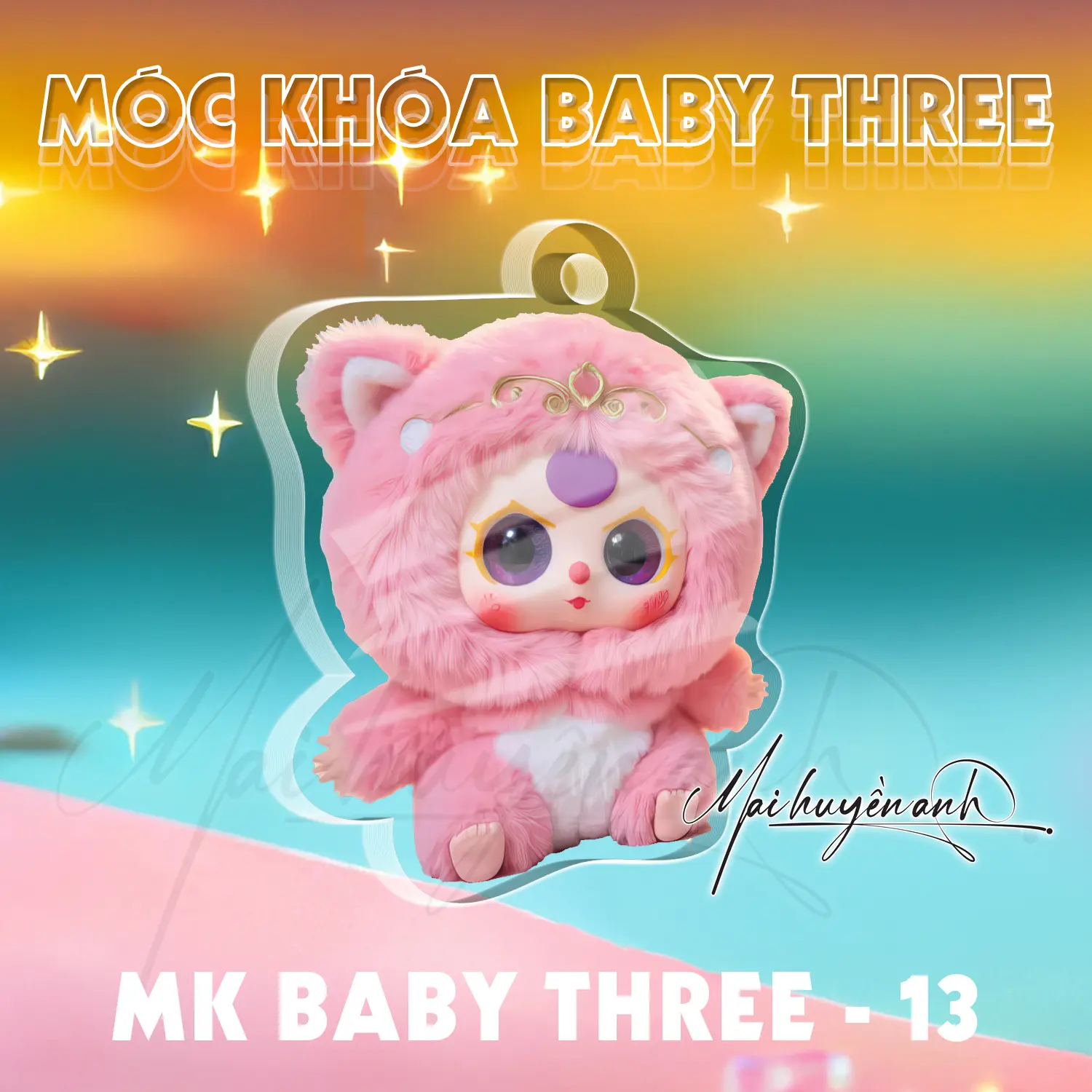 Móc khóa Baby Three 2 mặt nhựa mica, móc chìa khoá Acrylic mô hình nhân vật dễ thương INSIEURE