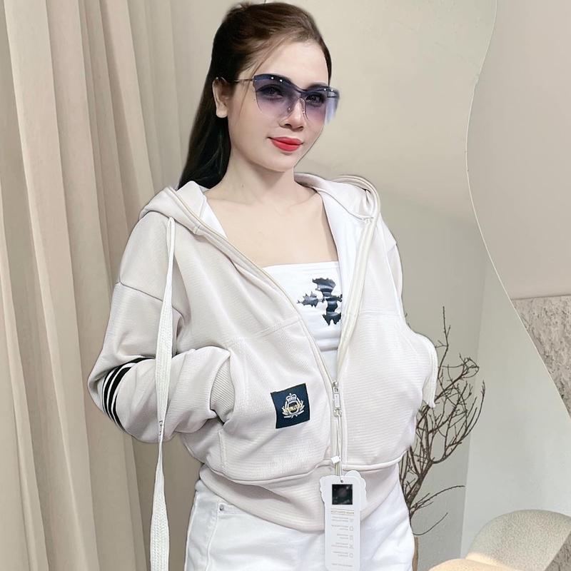 Áo khoác nữ form vừa vải thun 2Da QC chống nắng Mùa hè Jacket Women Thun a o áo khoác Top áo 3 Kem