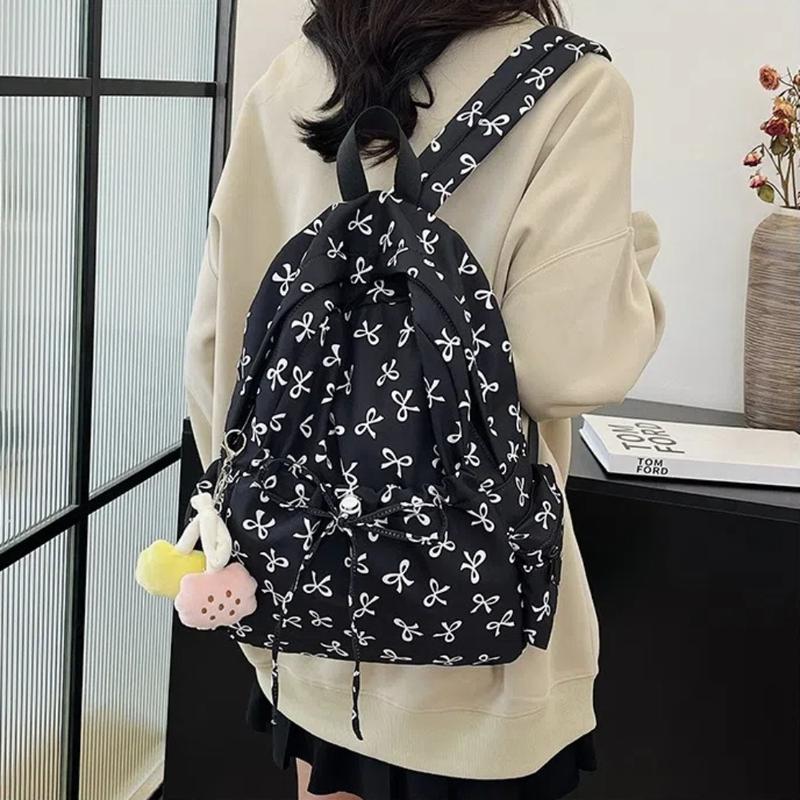 Ba Lô In Hình Nơ, Thiết Kế Thắt Nơ Ngọt Ngào Dung Tích Lớn, Làm Bằng Nylon, Thích Hợp Cho Học Sinh Hàng Ngày, Ba Lô 4