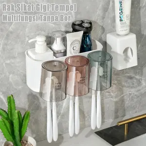 Rak Sikat Gigi Tempel Dinding -,Anti Licin & Kuat Menempel untuk Kamar Mandi