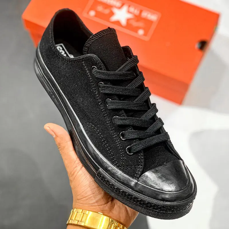 Sepatu Convs 70s Low All Black Glossy Sepatu Pria Wanita Casual Shoes Sneakers 1