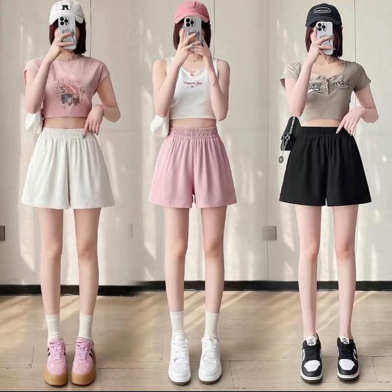 [Combo 3 quần short Đen-Hồng-Be] Quần Đùi Nữ Cạp Chun Basic Vải Gió Mềm Mát - Mã 004 6