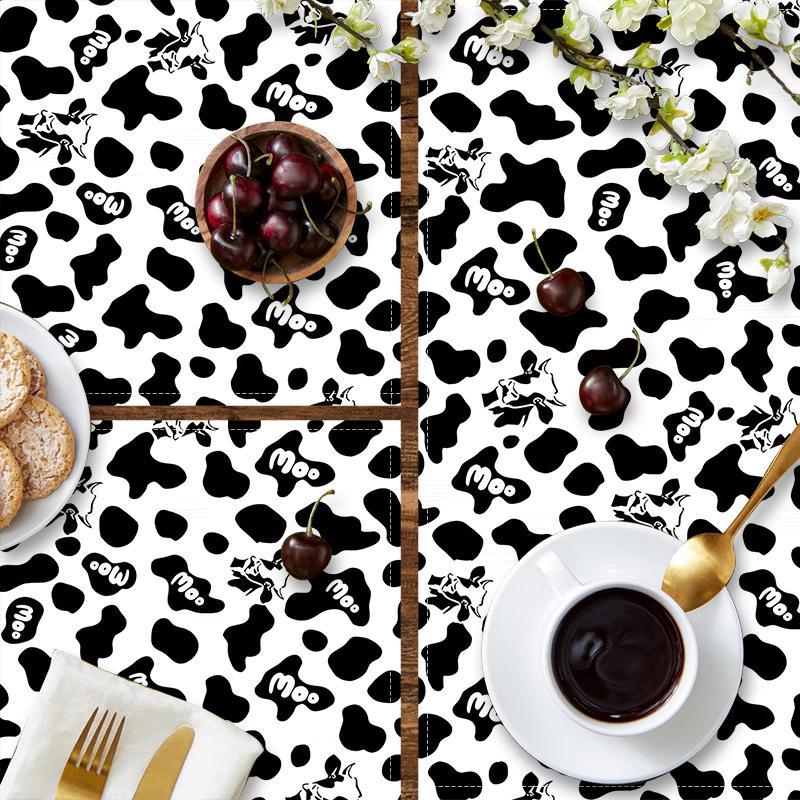 Cow Pattern Placemat, 1/4/6/8/12pcs Non-slip Placemat, Decorative Placemat for Home Kitchen Dining Room, Vanity Decor Accessories 4