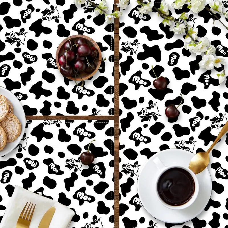 Cow Pattern Placemat, 1/4/6/8/12pcs Non-slip Placemat, Decorative Placemat for Home Kitchen Dining Room, Vanity Decor Accessories 4