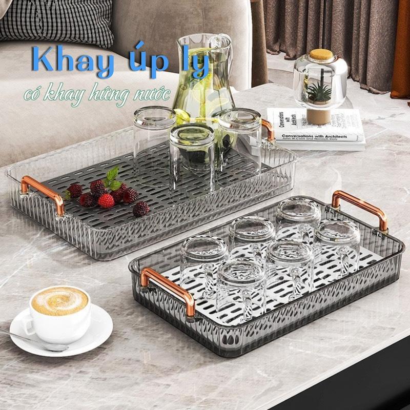 Khay úp cốc ly khay trà nhựa PP cao cấp 2 lớp chịu nhiệt vệ sinh dễ dàng sử dụng phòng khách sang trọng lịch sự