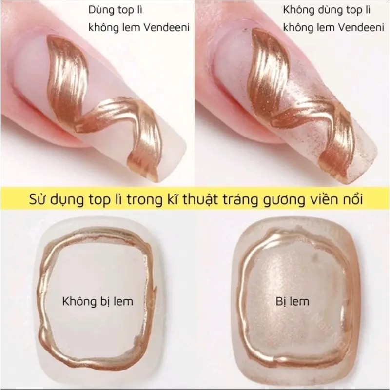 Top lì không lem Vendeeni chống lem - Gel liên kết làm nền chà tráng gương, vẽ móng, trang trí nail Sơn Gel top  lì 5
