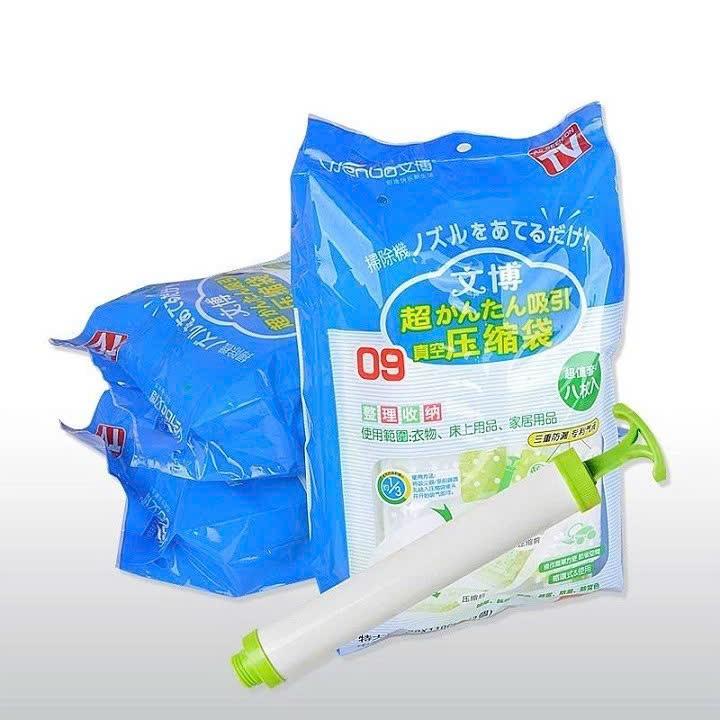 Combo 6 túi hút chân không xanh lá đựng quần áo, chăn màn + bơm điện Tongkhogiare01 6