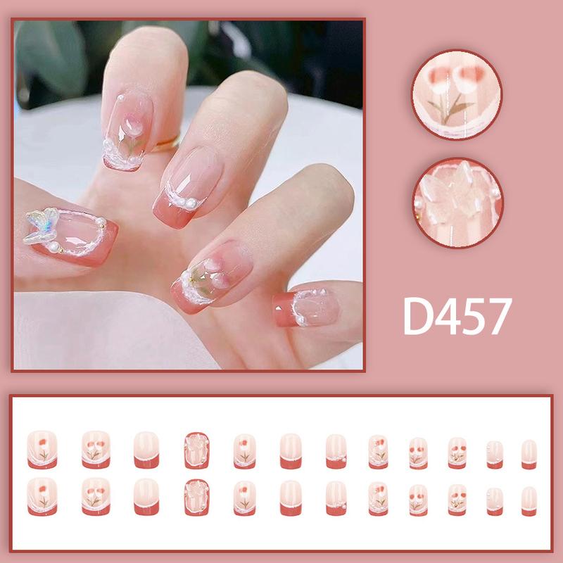 Product Introduction of Elegant and fresh temperament wind manicure ice transparent rhinestone removable student wearing nail fake nail piece finished product wholesale Polish 12