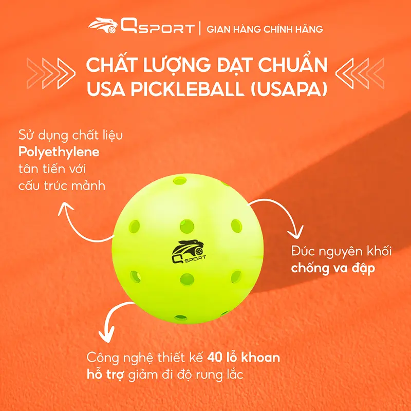 Hộp 6 Bóng tập thi đấu Pickleball Qsport Q-Exe 40 lỗ với đường kính 74mm - Chính hãng 1