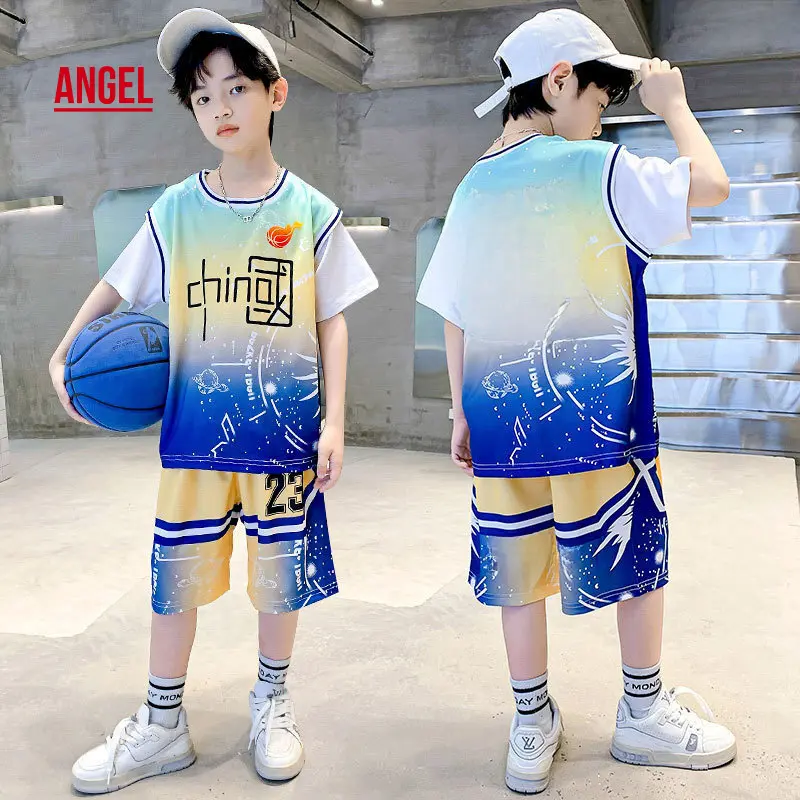Bộ Đồng Phục Thể Thao ngắn Tay Mùa Hè Cho Bé Trai, AG SHOP, Thích Hợp Cho Học Sinh Trung Học Và Tiểu Học, Đồng Phục Đội Thi Đấu Tập Luyện, Bộ Thể Thao, Đồng Phục Bóng Rổ, Mẫu Mới, [Thiên Thần] ✨