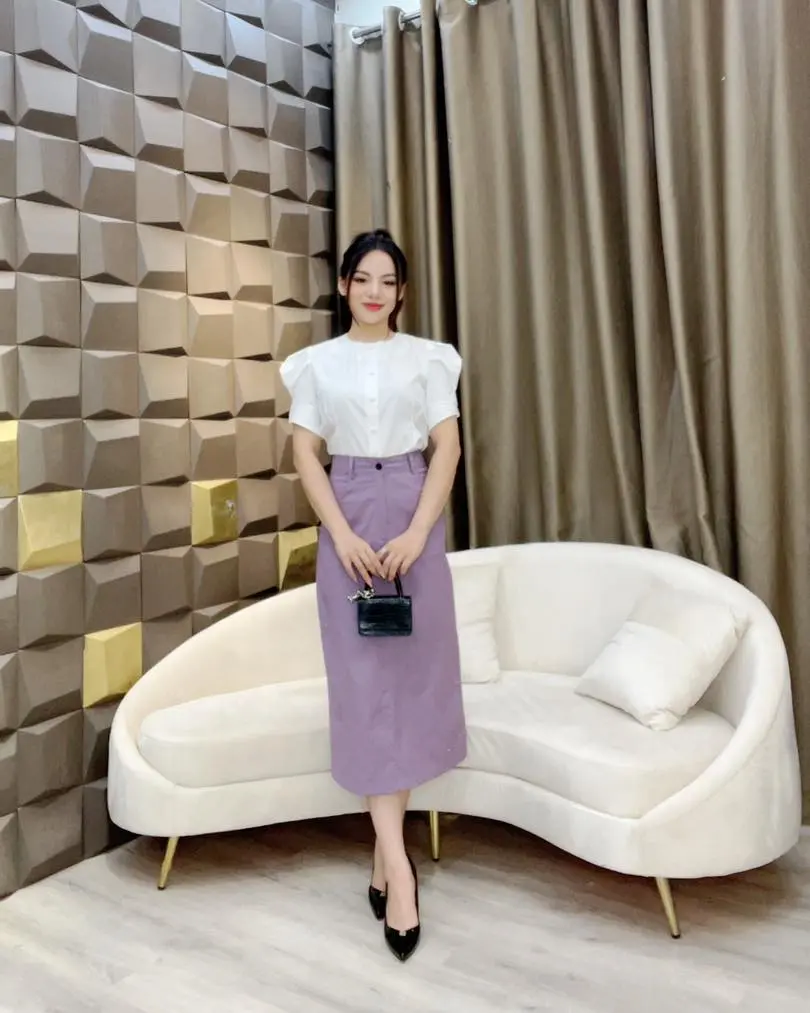 Chân váy dáng A che dấu bụng - Cv77