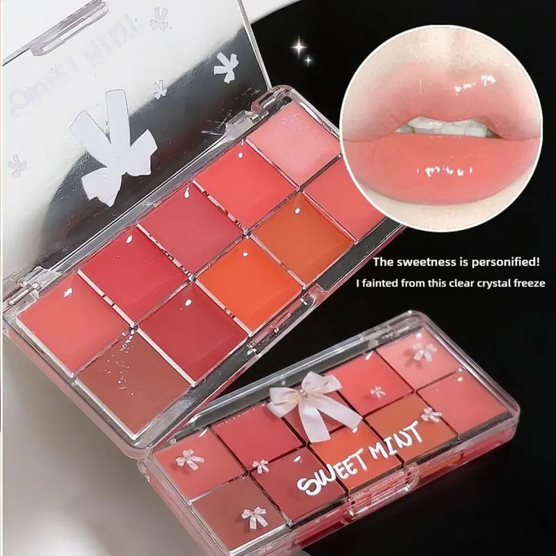 Son Kem, Son Môi 10 Màu, Bảng Màu Sweetmint, Dòng Công Chúa, Dưỡng Ẩm, Không Dễ Dán Vào Cốc, Son Môi tráng Gương 4