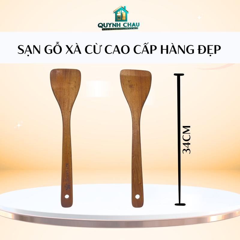 Sạn Xào Gỗ Xà Cừ Gỗ Nguyên Khối, Cán Dài Tiện Lợi - Quỳnh Châu