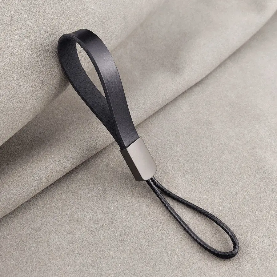 Car Key Ring Cowhide Car Key Ring Men's Simple BMW Key Lanyard Mobile Phone Short Wrist Personality Men's and Women's Lanyard Anti-Lost
