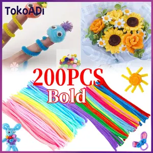 200PCS Kawat Bulu Mercy Warna Pastel Pipe Cleaner Warna Soft Pink Muda Size Kawat 30Cm