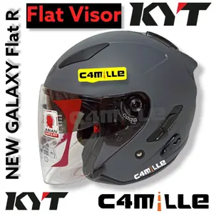 HELM KYT GALAXY FLAT R SOLID MATT GORILLA GREY DOUBLE VISOR HALF FACE