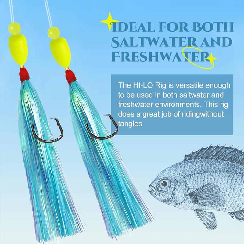 Flounder Rigs Pr-Rigged Hi Lo Rig Fishing with Flash Teaser Pompano ...