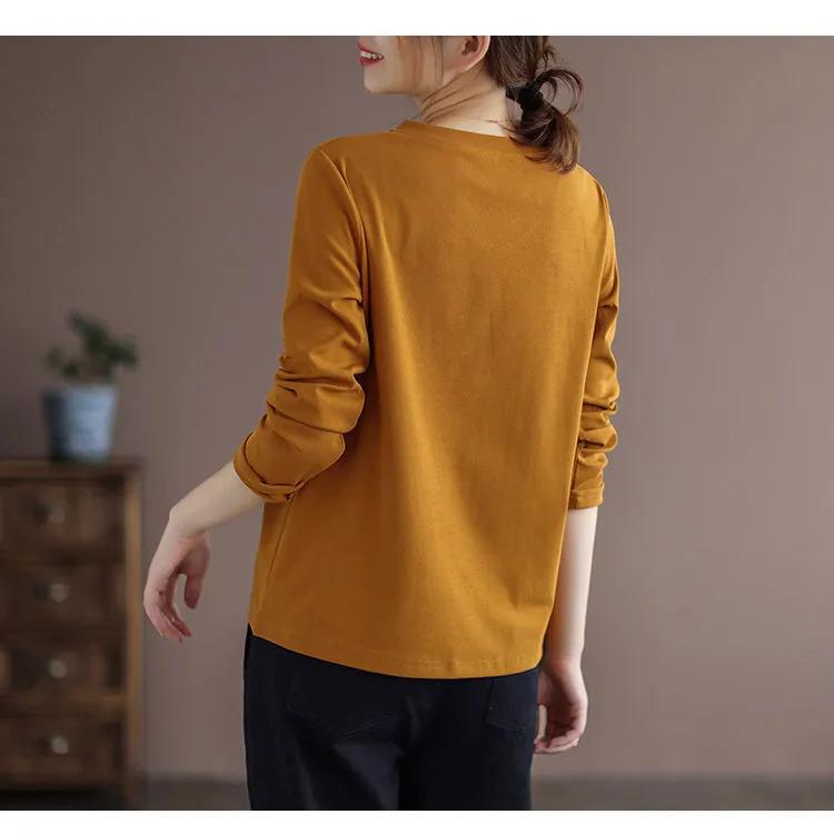 Product Introduction of Áo Phông Cho Phụ Nữ Trung Niên Và Cao Tuổi, Cổ Chữ V, Áo Sơ Mi Dài Tay, Cỡ Lớn, Dáng Rộng Vừa Vặn, In Hình, Áo Chui Đầu, Áo Phông Ngoại Cỡ Women Shirt 15
