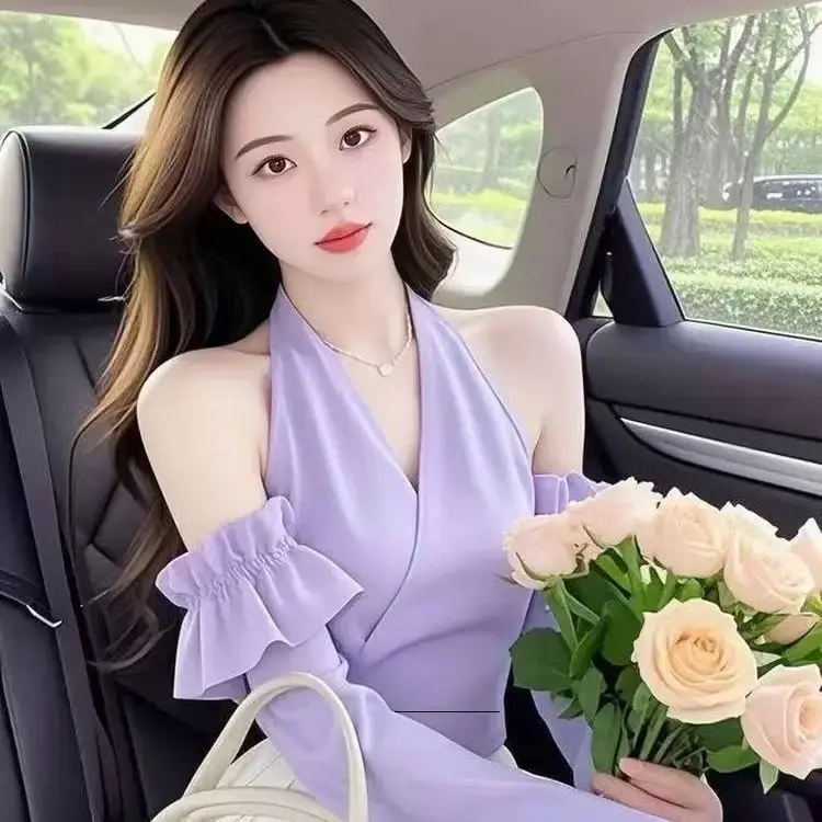 Áo Sơ Mi Cổ Yếm Dành Cho Nữ, Bộ Sưu Tập Mùa Xuân / Mùa Hè, Thiết Kế Mới, Dáng Ôm, Trễ Vai, Áo Cánh Dài Tay, Thời Trang, Áo Xếp Nhún Hợp Xu hướng