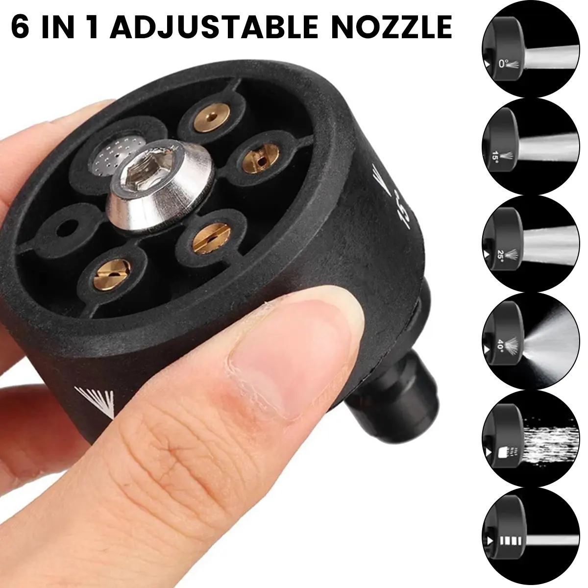 Pressure Washer Nozzle 6-In-1 Adjustable Hose Nozzle 3000 PSI High Pressure Car Washer Spray Nozzle 1/4 "Quick Connection Nozzle for Pressure Washer High Pressure Cleaner I5fQu