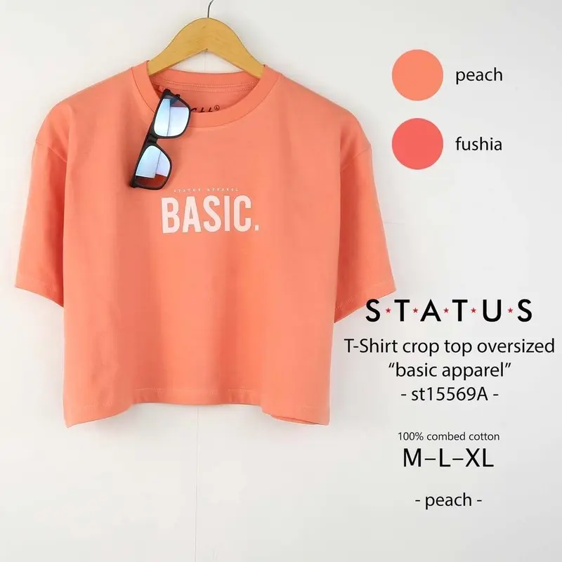 Kaos Basic Crop Top Oversize Kaos Original Bunga Katun Wanita Combed 0