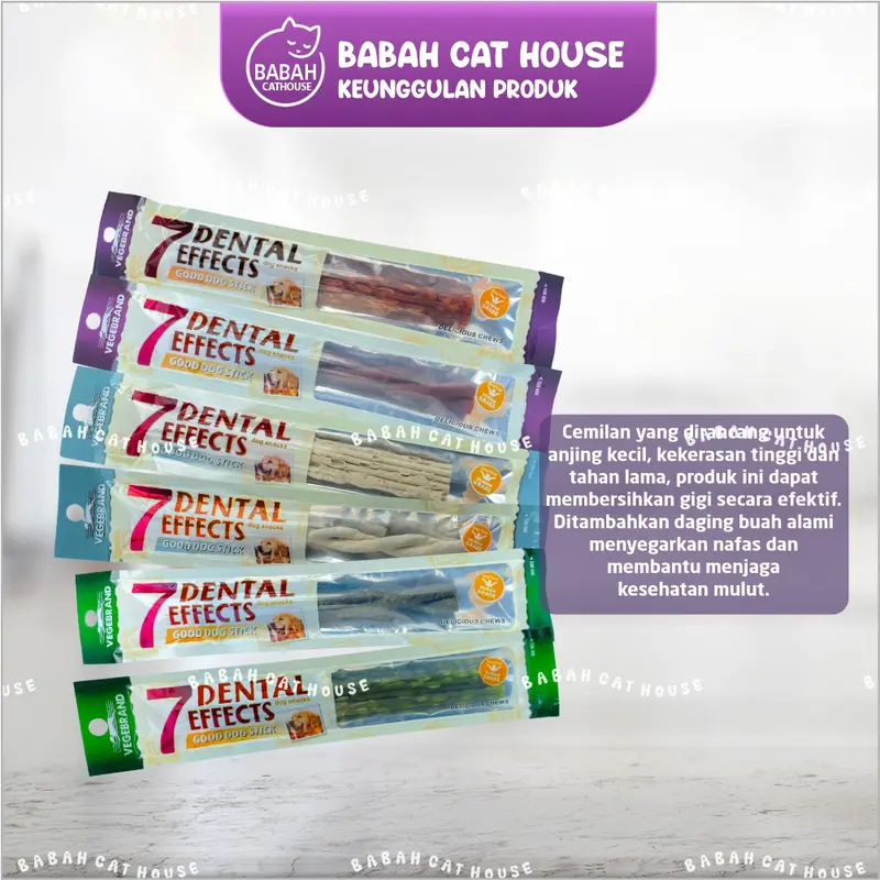 11gr 7 DENTAL EFFECTS DOG SNACK Anjing Anak Dewasa Puppy Adult Senior Vegebrand Treats Treat Pembersih Karang Gigi Cemilan Murah Biskuit Tulang Makanan Kering Camilan Gigitan Stik Prama Po 1