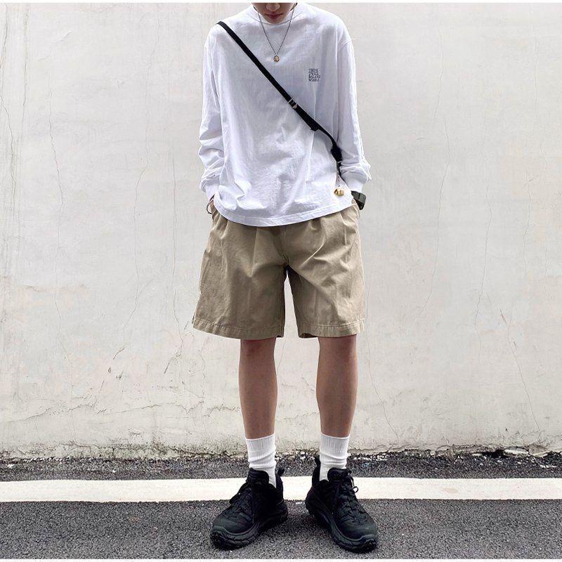 Product Introduction of Quần Soóc Bảo Hộ Lao Động Harajuku Mùa Hè, Chất Liệu Cotton, Dành Cho Nam Giới, Phong Cách Hồng Kông, Dáng Rộng Vừa Vặn, Thương Hiệu Hợp Xu Hướng Ins, Xu Hướng Hip Hop, Quần Cropped Thường Ngày Menswear 8