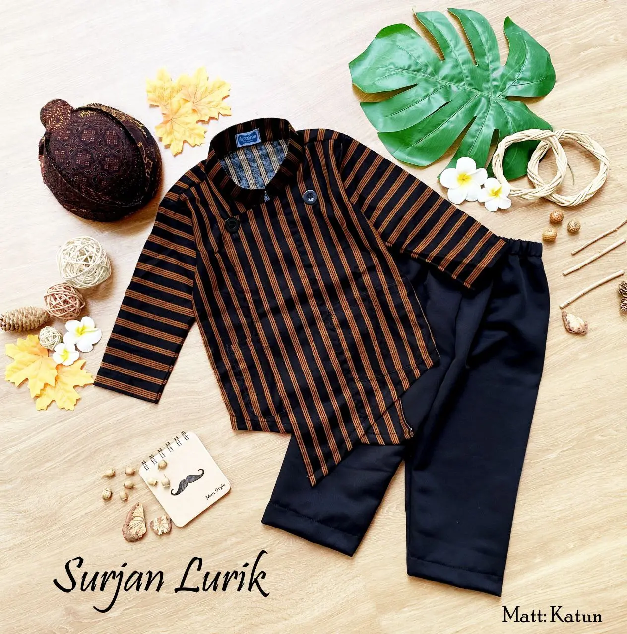 Setelan Surjan Lurik Anak Adat Jawa Bahan Katun Baju Set