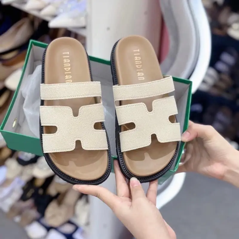 (Đặt Tăng 1 Size) Dép nữ HM da lộn quai liền cực xinh,Dép lê 3 màu hàng QC hottrend DéP Shoes
