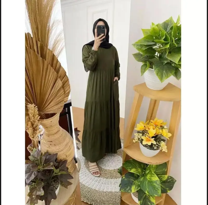 Gamis Rempel Susun Bahan Crinkle Airflow / Busana Muslimah Terbaru / Gamis Wanita Terbaru Nyaman Remaja Dress 2