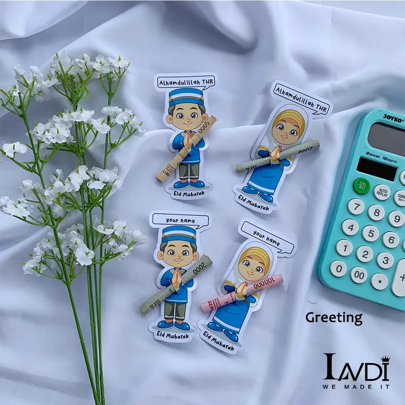 Amplop Lebaran 3D Karakter Lucu Unik Imut Custom Nama 4