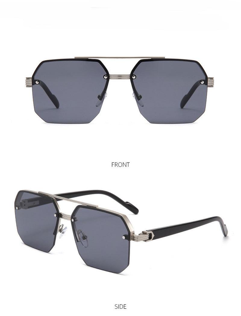 Product Introduction of Sunglasses 2024 new model for boys, with a big face and slim appearance while driving. Advanced UV resistant half frame sunglasses with a square frame 19