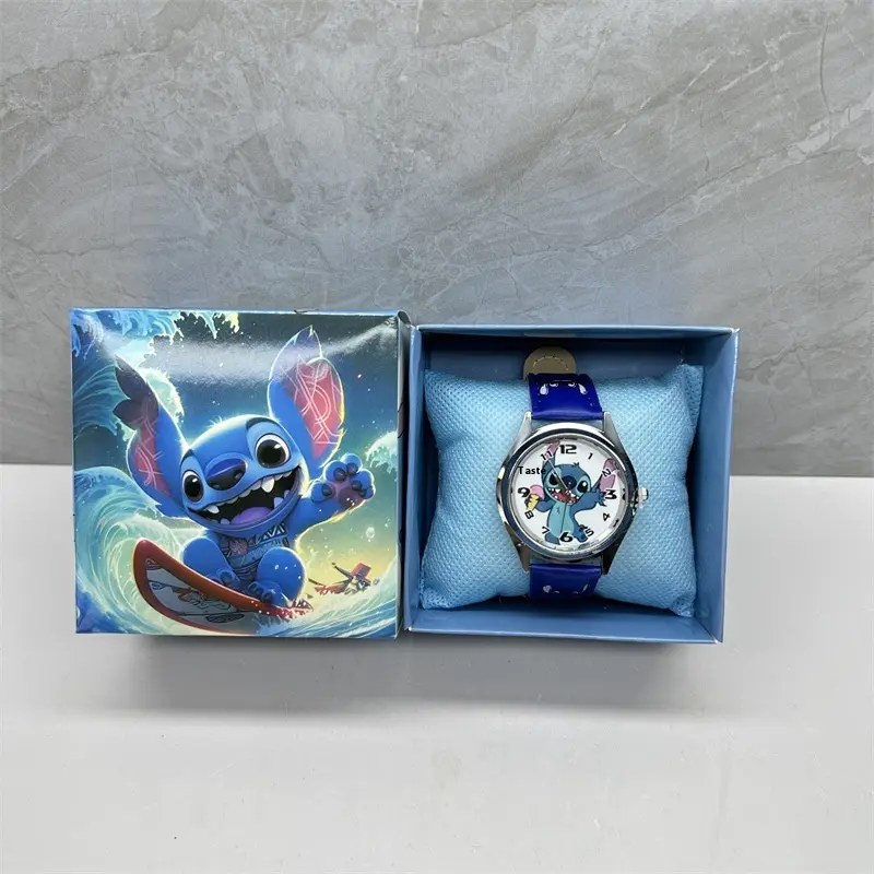 Jam Tangan Kartun Bercetak, Jam Tangan Jahitan Lilo & Jahitan, Jam Tangan Mata Penunjuk, Hadiah Kanak-kanak, Reka Bentuk Pokok Lao Watches