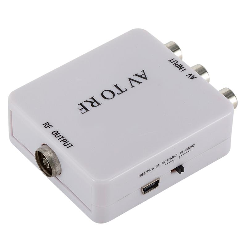 AV To RF Video Converter Adapter Box Support RF 67.25/61.25MHz TV Switcher RCA CVSB to RF Adapter Converter 2