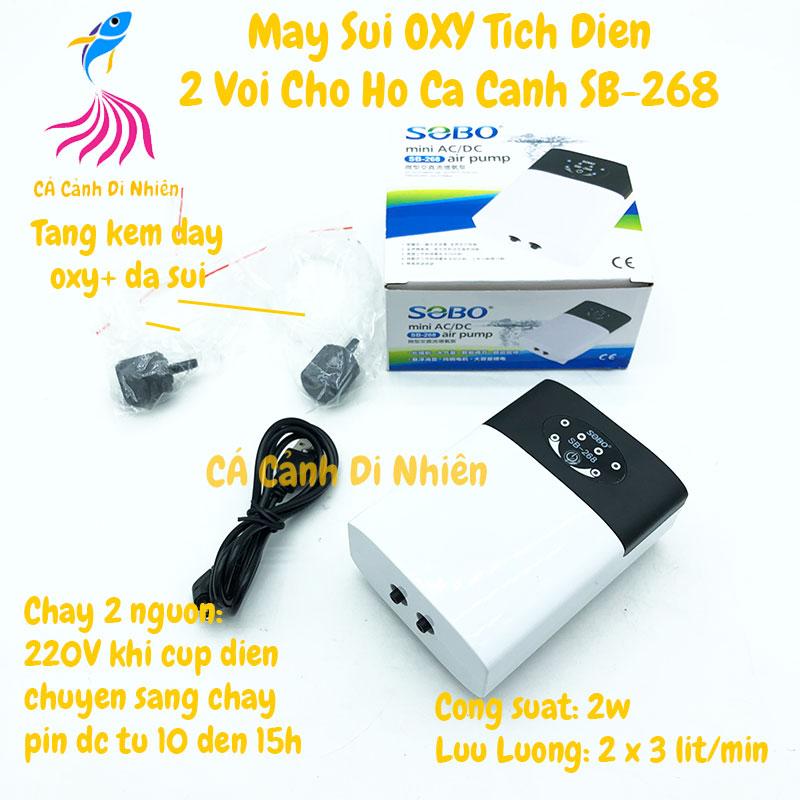 Máy sủi oxy TÍCH ĐIỆN 2 vòi SOBO SB-268 cho hồ cá máy oxy bể cá SB268