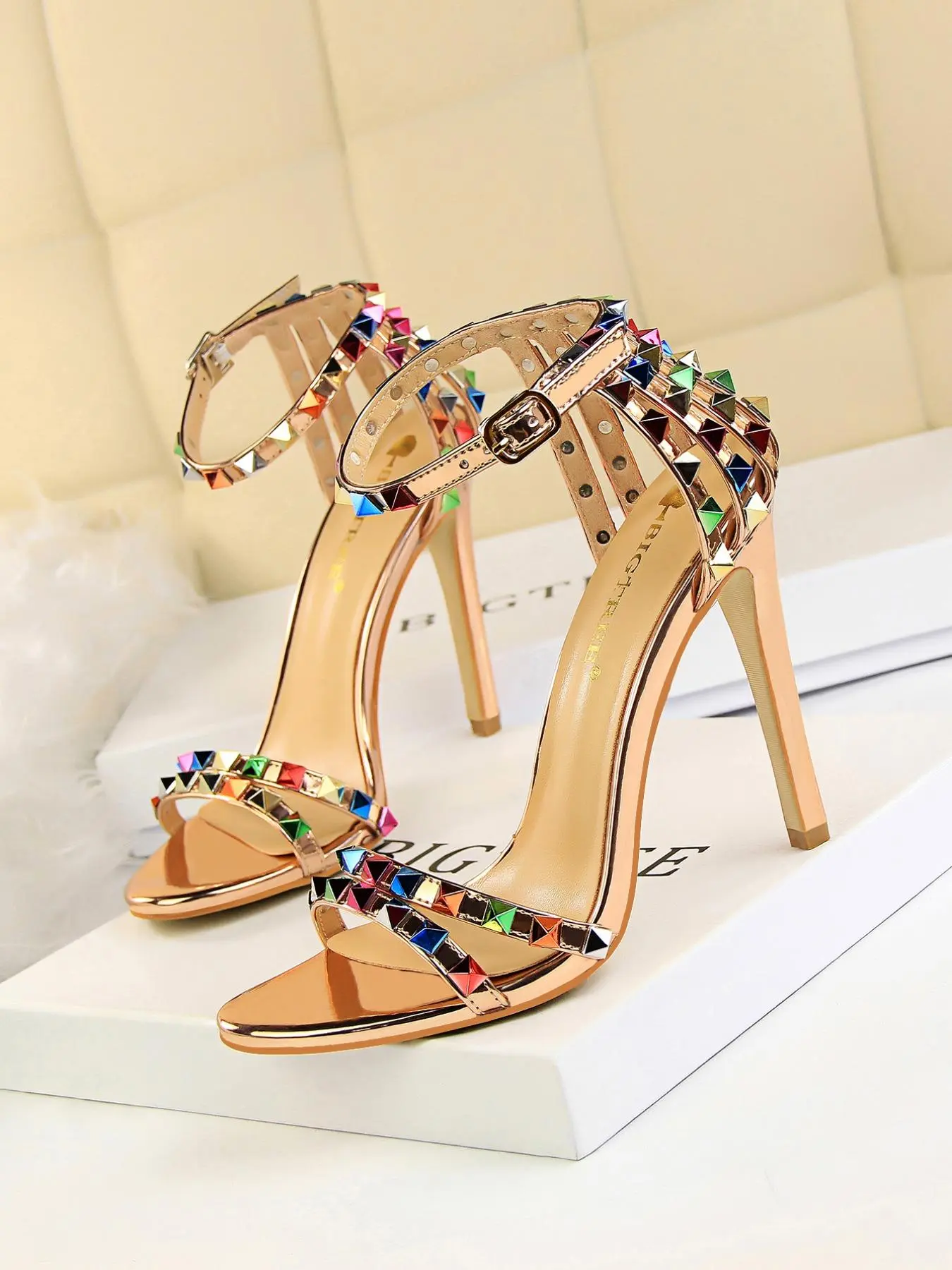 Women's Fashionable Studded Decor Stiletto Heels, Elegant High Heel Sandals for Party, Banquet, Fashionable Shoes for Daily Wear
