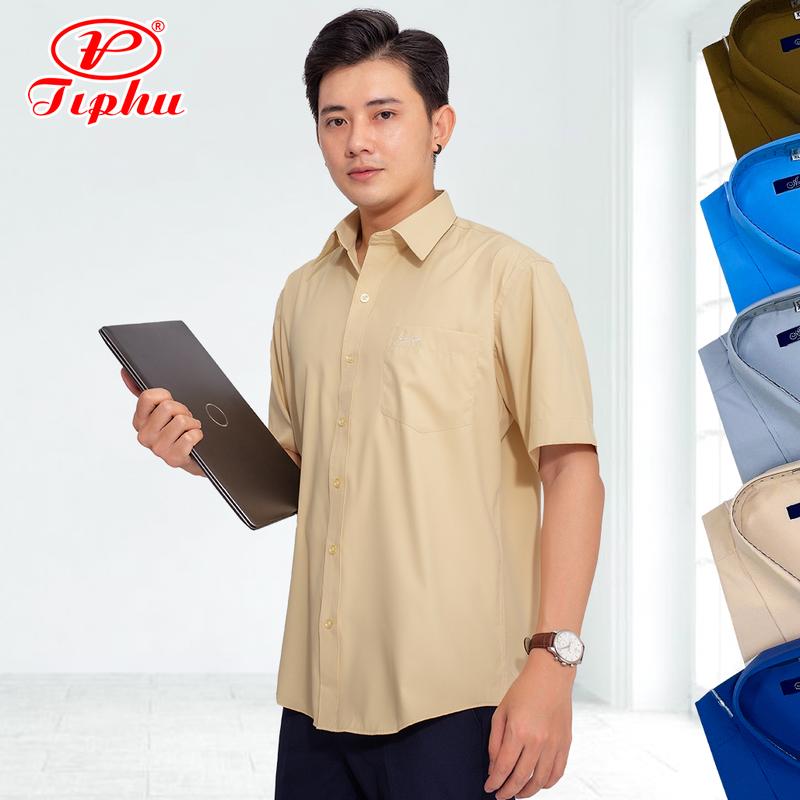 Áo sơ mi nam trung tuổi tay ngắn size đại tới 110kg, form rộng, phong cách công sở, thương hiệu Amazing