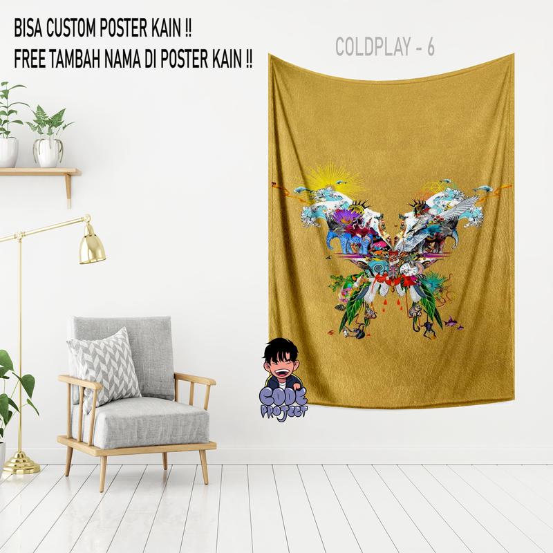 COLDPLAY - poster kain coldplay - hiasan dinding - dekorasi dinding kamar coldplay - aksesoris dinding kamar - hiasan coldplay - Ukuran 90x140cm 5