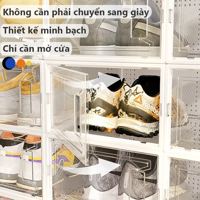 COLORFUL Hộp Đựng Giày Nắp Nhựa Cứng, Hộp Để Giày Dép Cửa Nắp Ngang Lắp Ghép Thông Minh Chịu Lực 4