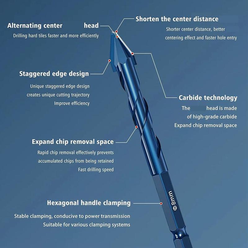 Product Introduction of Crooked Eccentric Drill Bit Stone Ceramic Brick Glass Opener Hexagonal Hole Handle V6J6 33