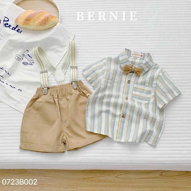 Bộ đồ quần áo set sơ mi công tử 4 món cho bé trai mặc sinh nhật đi chơi đi học đi đám cưới 1 đến 7 tuổi BERNIE Có Cổ