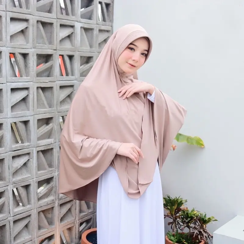 Hijab/Jilbab Khimar Bergo Hamidah Semi jumbo Spandek Jersey | Jilbab Bergo Simple Pad XL Spandek Jersey | Kerudung Ukuran Semi Jumbo, Muslim Instan Syari Panjang Layer 3