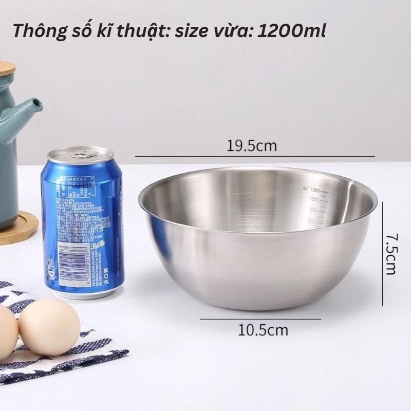 Product Introduction of Set 3 Thau Trộn Inox 304 Có Vạch Chia Dung Tích Tiện Lợi 4