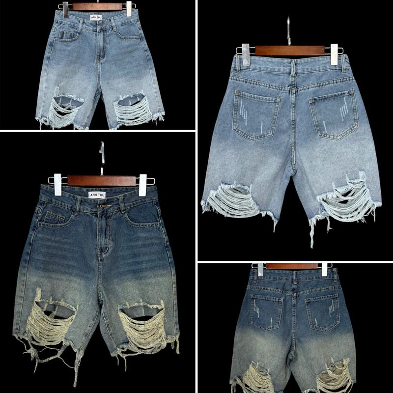 (MỚI) Quần Jeans Ngố Nữ Rách Trước Và Sau Tua Lai Cá Tính Women Pants 1