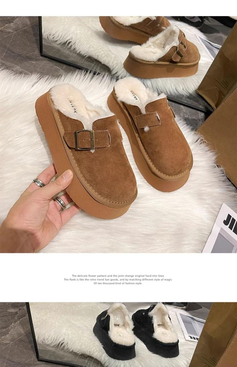 Product Introduction of Dép Lê Bên Ngoài Nữ, Furry, Tăng Chiều Cao, Boken Mới, Bít Mũi, Lót Lông Cừu Lười, Ấm Áp, Đế Lười, 20242024 17