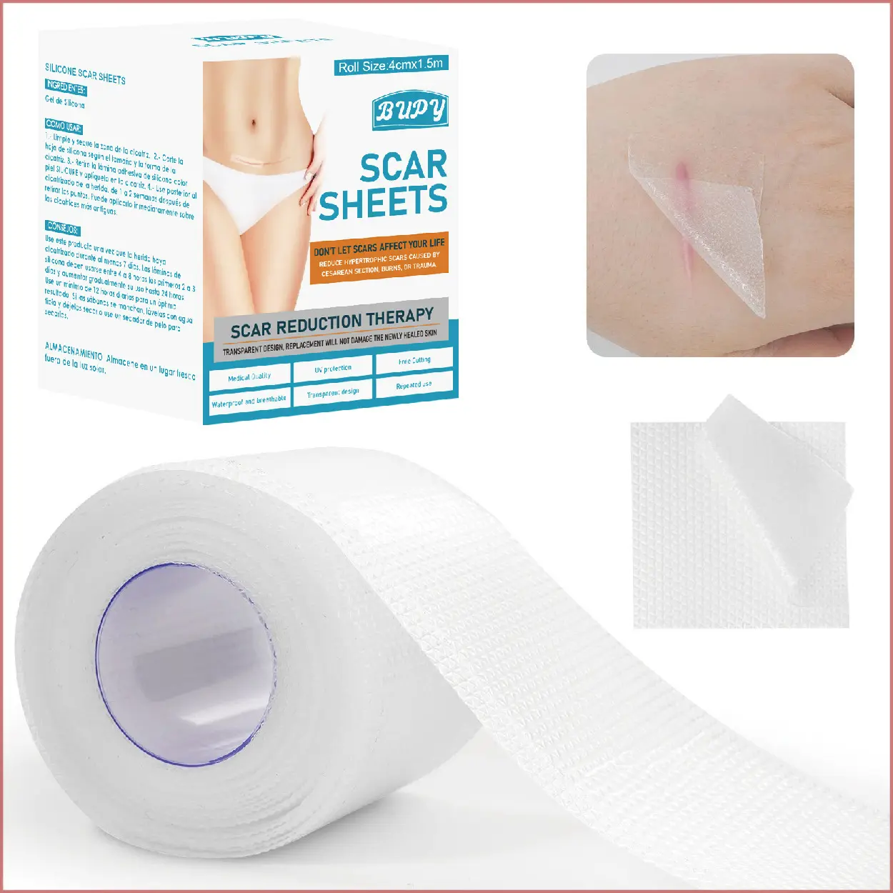Bupy Scar Paster Silica Gel SelfAdhesive Scar Patch Wound Care Desalination Surgery Scar Repairing Skin Beauty Patch revive  eye  cream rosebud  lips