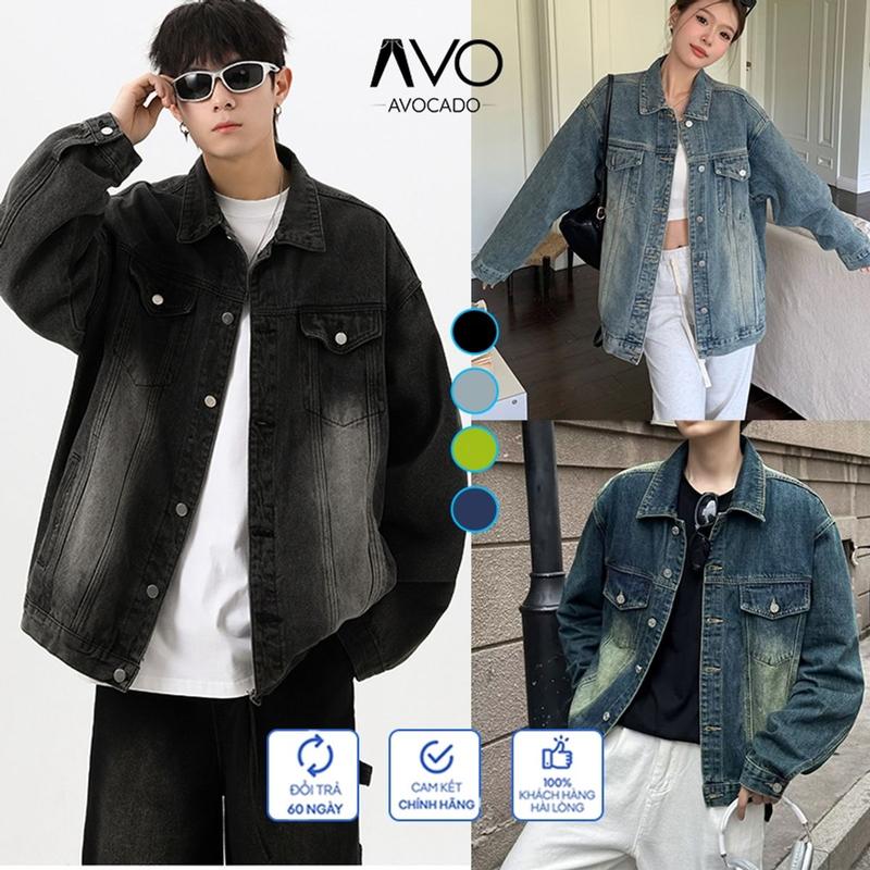 AVOCADO - Áo Khoác Jeans Bò nam nữ Unisex áo khoác bò form rộng Menswear Jacket Có Túi