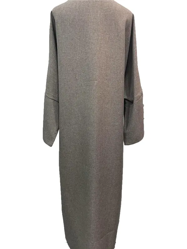 Women's Solid Fake Buttons Split Sleeve Abaya without Hijab, Elegant Modest Comfort Basic Minimalist Long Sleeve Open Front Arabic Clothing, Women's Islamic Clothing, Ladies Clothes for All Seasons 1
