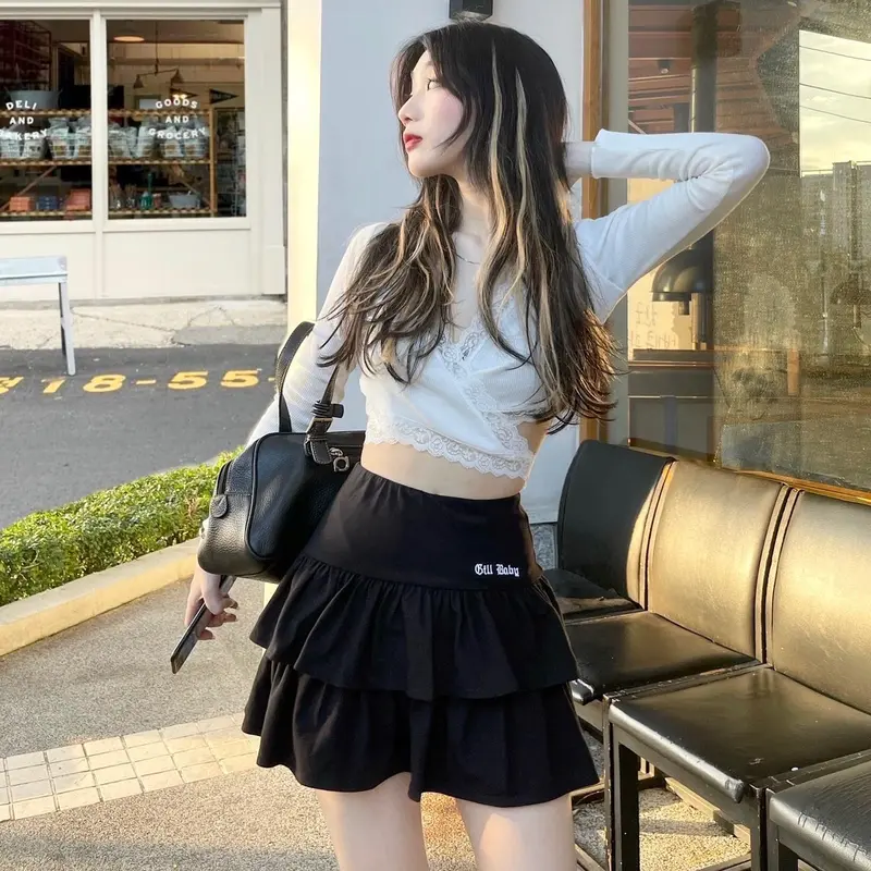 Chân váy tầng xoè HIGHTEEN xếp ly 2 tầng dễ thương có quần bảo hộ GILL BABY 7